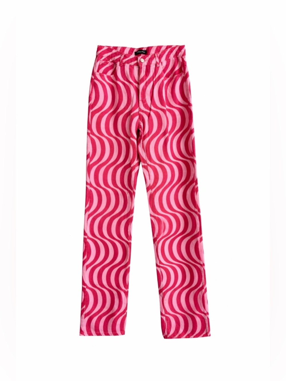 Pink Swirl 🩷🌀 Abstract Mid Rise Straight Leg Jeans